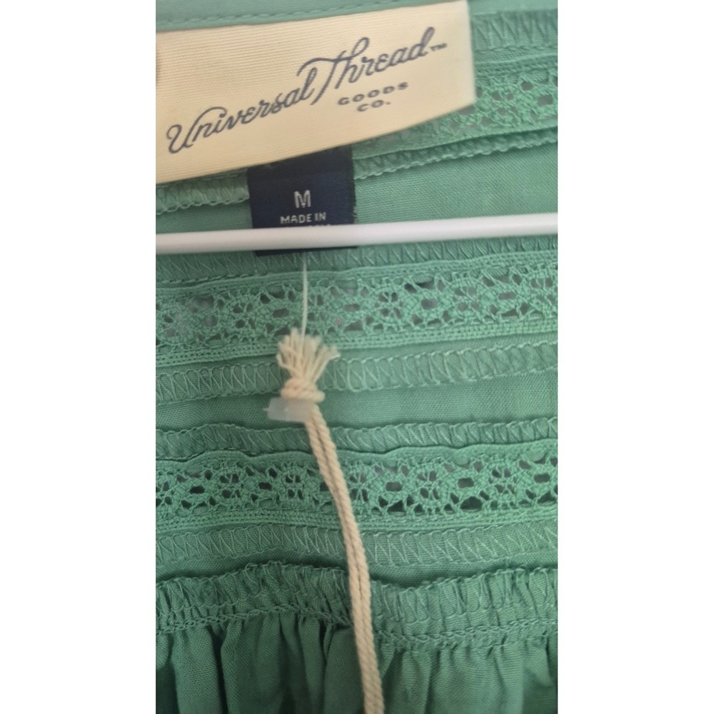 WESTERN PRAIRIE BOHO BLOUSE Universal Thread Mint Lace Trim Swiss Dot M - Picture 3 of 7